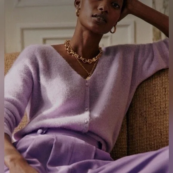 Sezane Barry Cardigan Lilac - Size M - Picture 1 of 7
